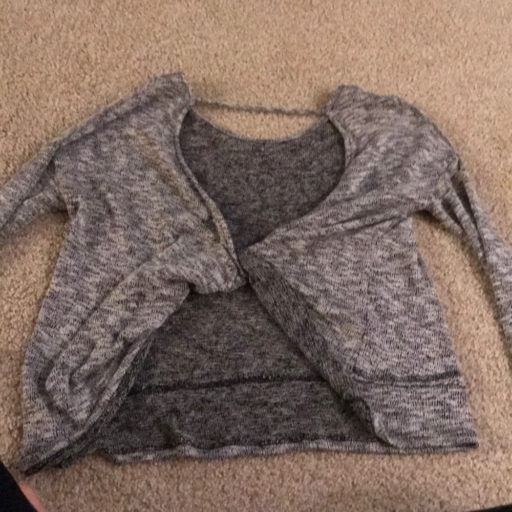 Heather gray open back sweater